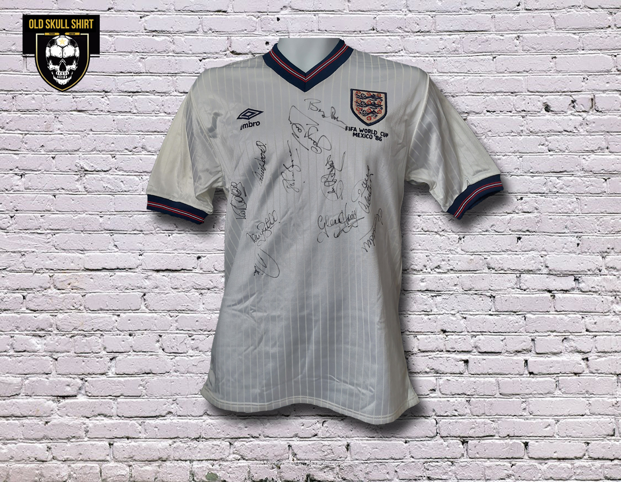 Angleterre Home Shirt Coupe du Monde 1986 dédicacé