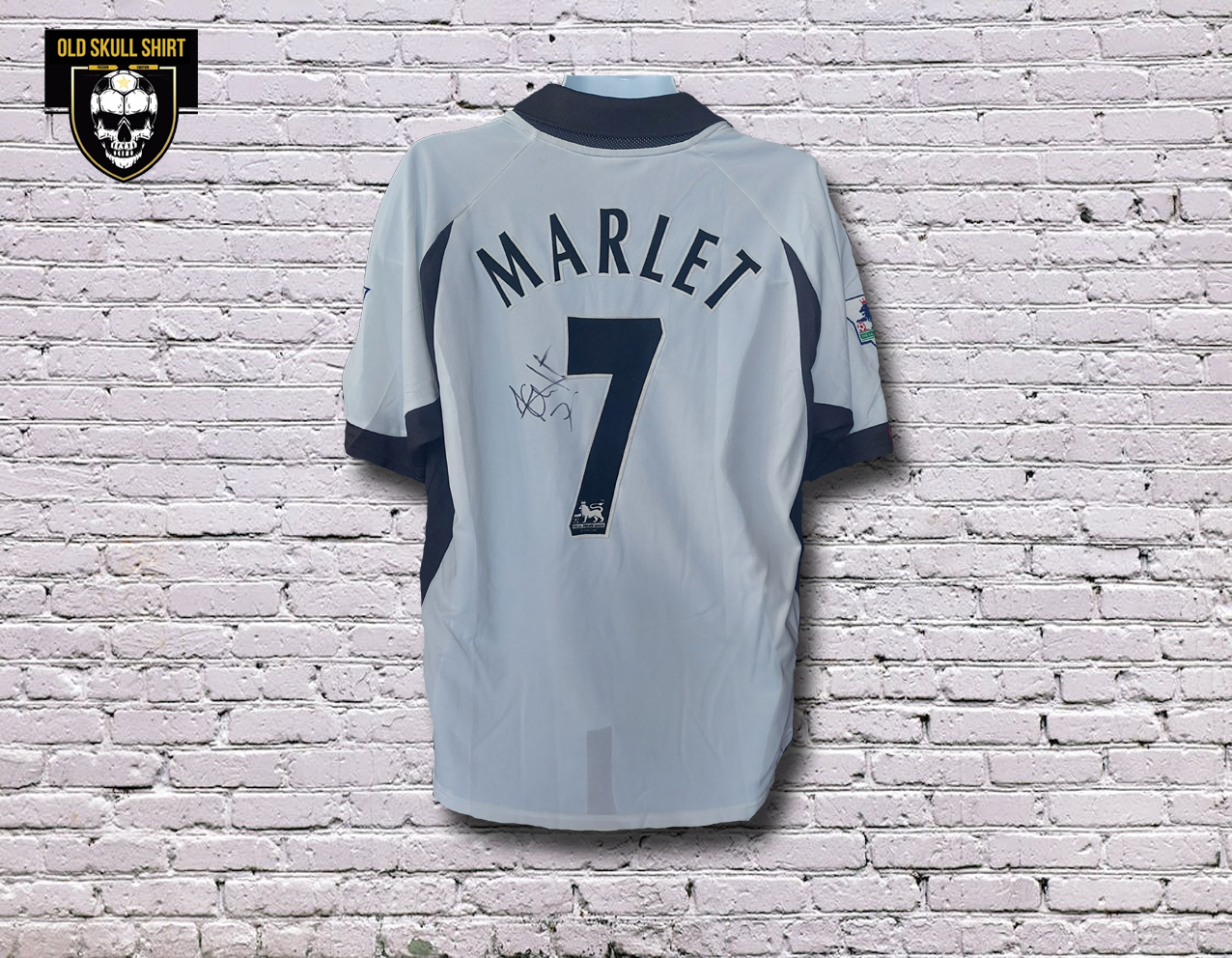 Fulham Home Shirt 2002-2003 #7 Marlet porté et dédicacé